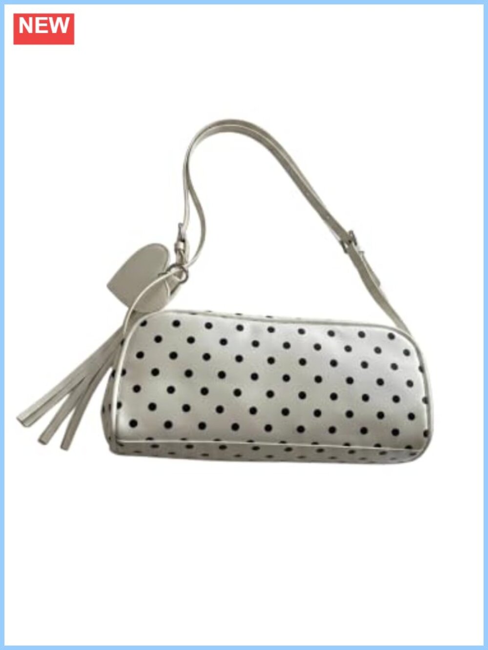 MakeMeChic PU Leather Shoulder Bag with Heart Decor & Tassel